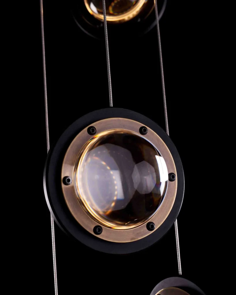 Da Vinci Infinity 1519 pendant light by Karice. Inspired by Leonardo da Vinci, symbolizing a setting sun, as 1519 is the year he passed away. Made out of antiqued genuine brass to reflect the old-age era.
