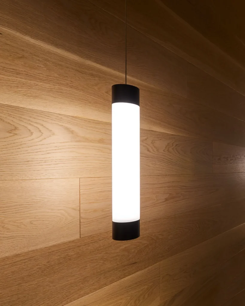 Modern Mega Fuse LED pendant with anodized finish. Designed and manufactured by Karice.