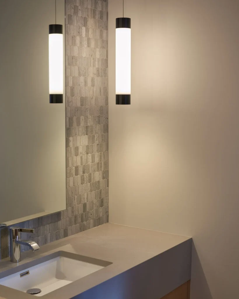 Modern Mega Fuse LED pendant with anodized finish. Designed and manufactured by Karice.