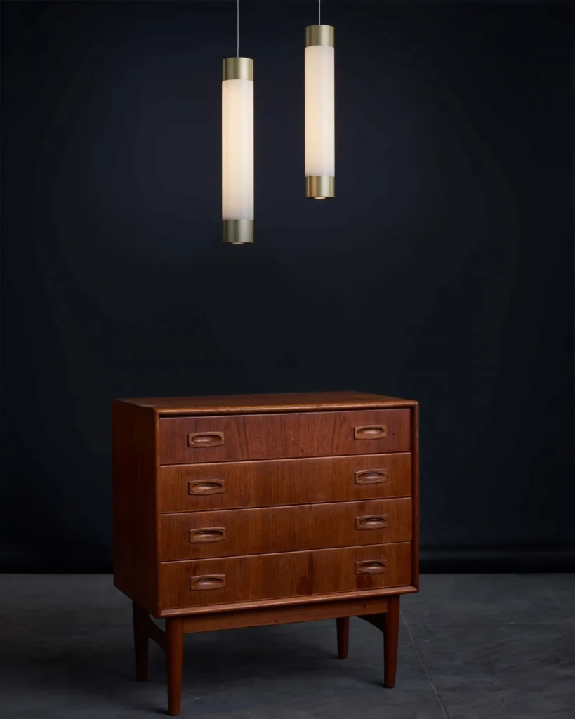 Modern Mega Fuse LED pendant with anodized finish. Designed and manufactured by Karice.