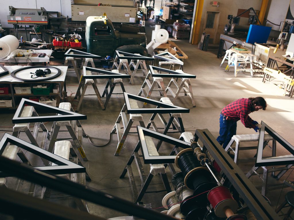 345 Pendant Lighting Fixture being built