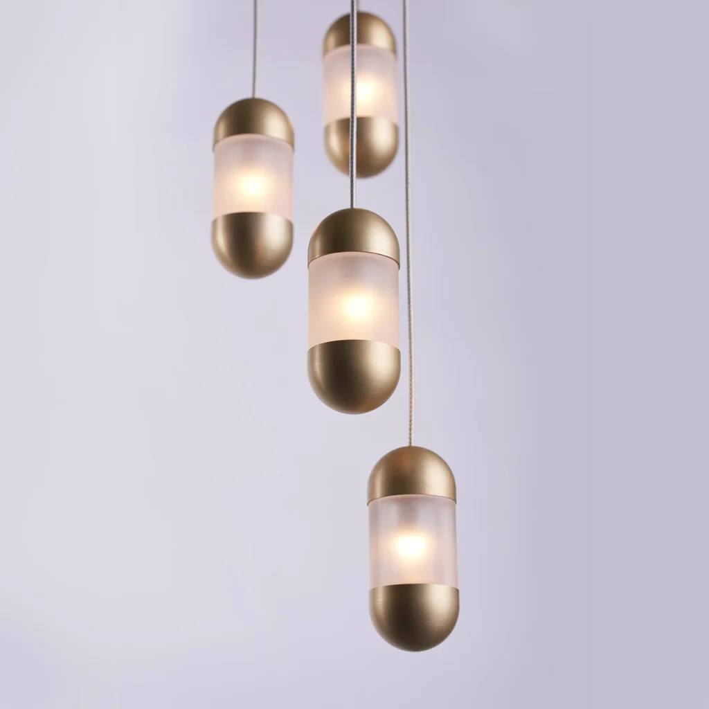OLO LED pendant light with oval acrylic diffuser. Designed and manufactured by Karice.