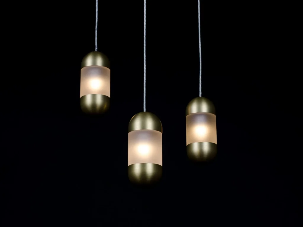 OLO LED pendant light with oval acrylic diffuser. Designed and manufactured by Karice.
