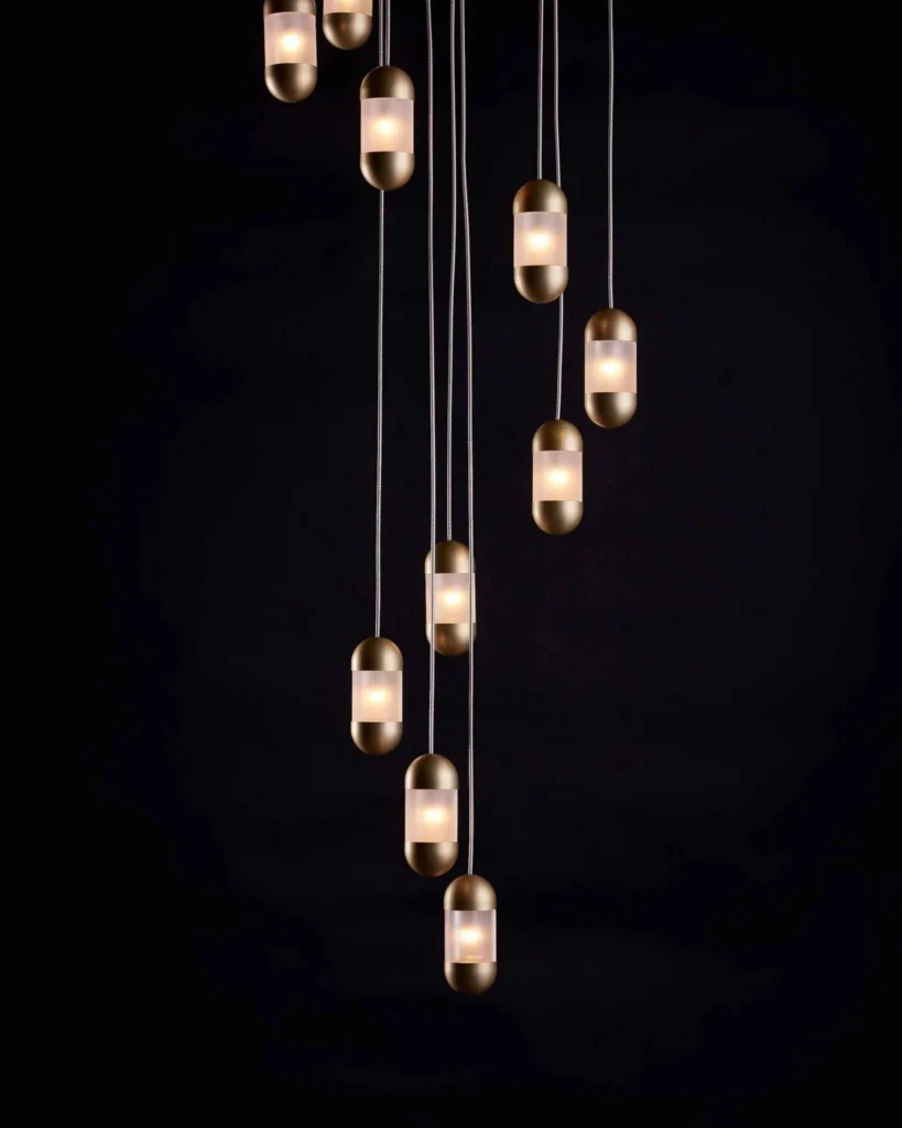 OLO LED pendant light with oval acrylic diffuser. Designed and manufactured by Karice.