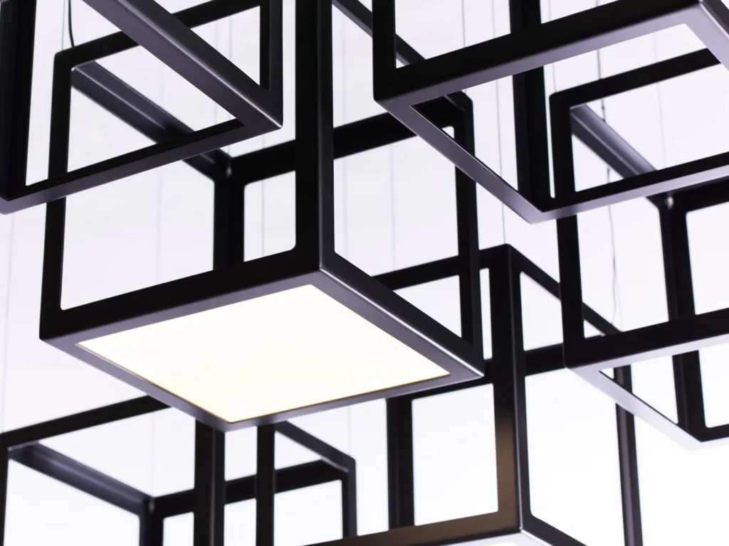 Frame fixture by Karice Lighting, available as an unlit frame or with a downlit LED panel.