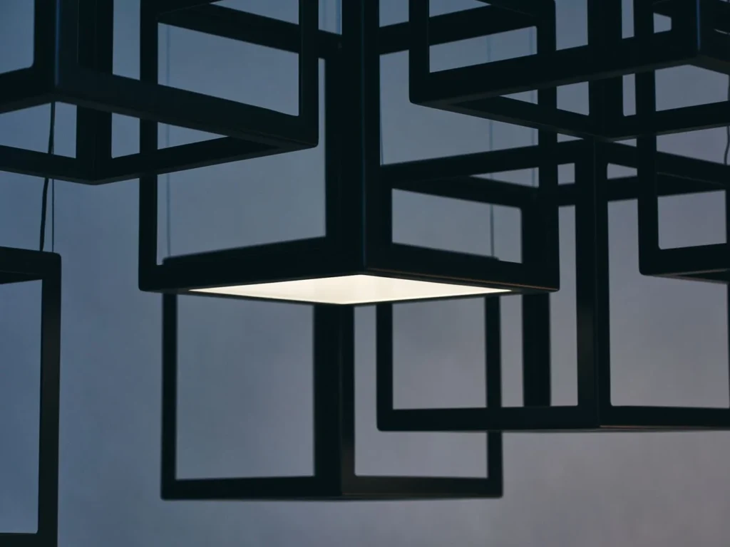 Frame fixture by Karice Lighting, available as an unlit frame or with a downlit LED panel.