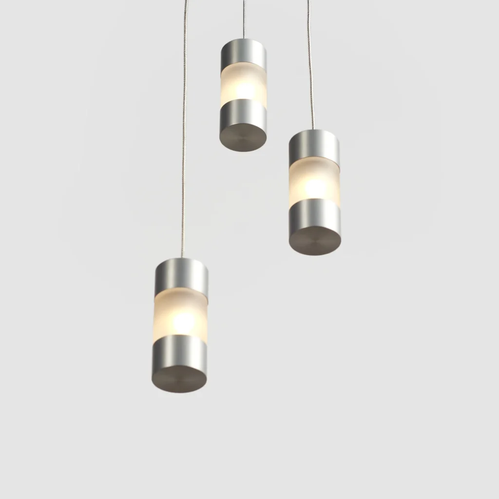Mini Fuse LED pendant with flattened ends, acrylic diffuser, and minimalist automotive fuse-inspired design. Designed and manufactured by Karice.