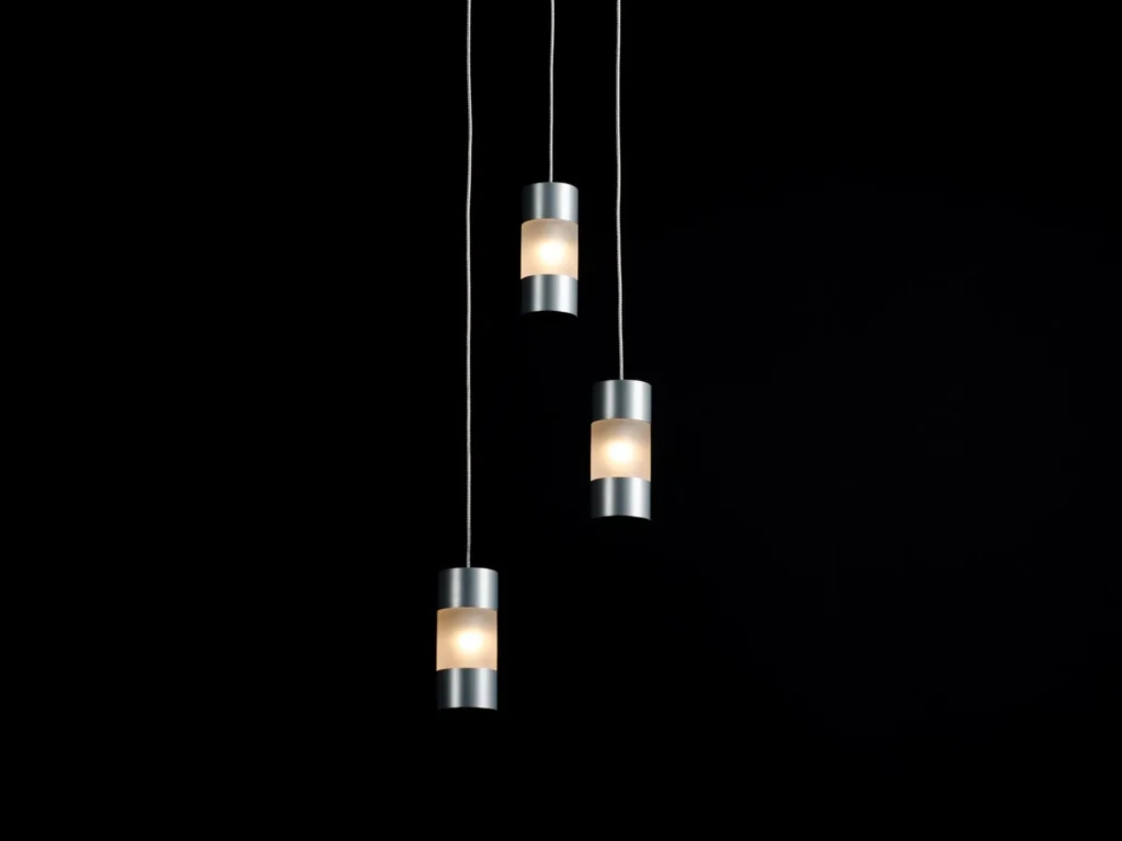 Mini Fuse LED pendant with flattened ends, acrylic diffuser, and minimalist automotive fuse-inspired design. Designed and manufactured by Karice.