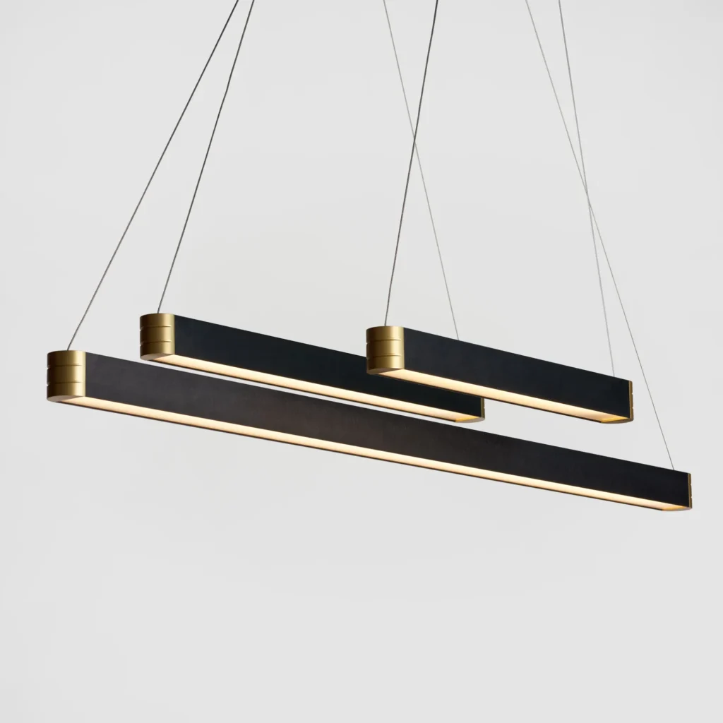 Retta linear LED light with aluminum body, frosted acrylic diffuser, and precision-machined end caps. Designed and manufactured by Karice.