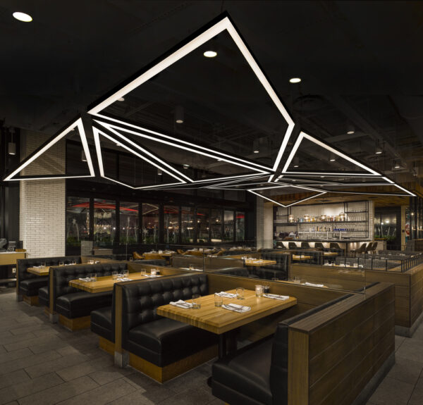 Restaurant lighting design idea at Earls Assembly Row